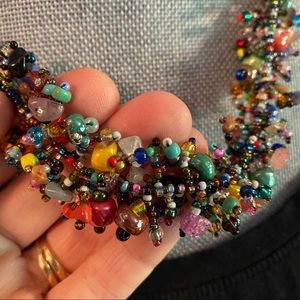 Chunky artisan hand beaded necklace